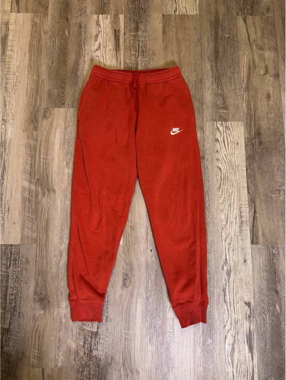 Nike Red Men's S Fleece Jogger Sweatpants Drawstring Elastic Waist Pockets